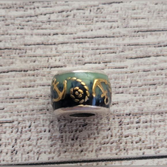 🌕 CLEARANCE BRIGHTON Anchor Stopper Bead Blue Green Hombre Silver Plated - Picture 2 of 4